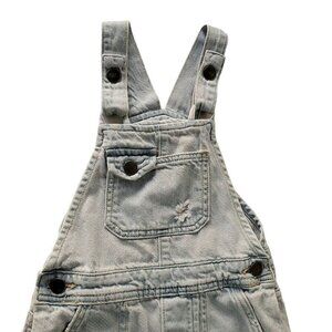 Cotton On Denim Bib Romper Kids Adjust Straps Distress Light Wash Unisex Size 6